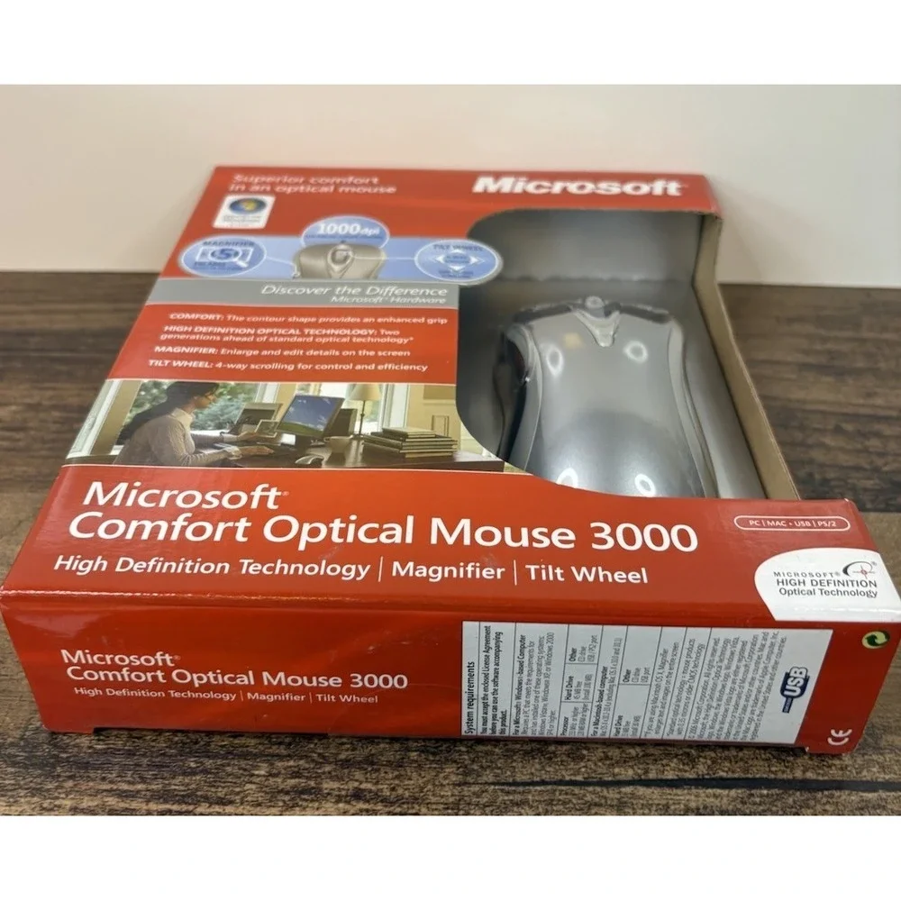 Microsoft Comfort Optical Mouse 3000 Wired Mouse HD Technology Tilt Wheel